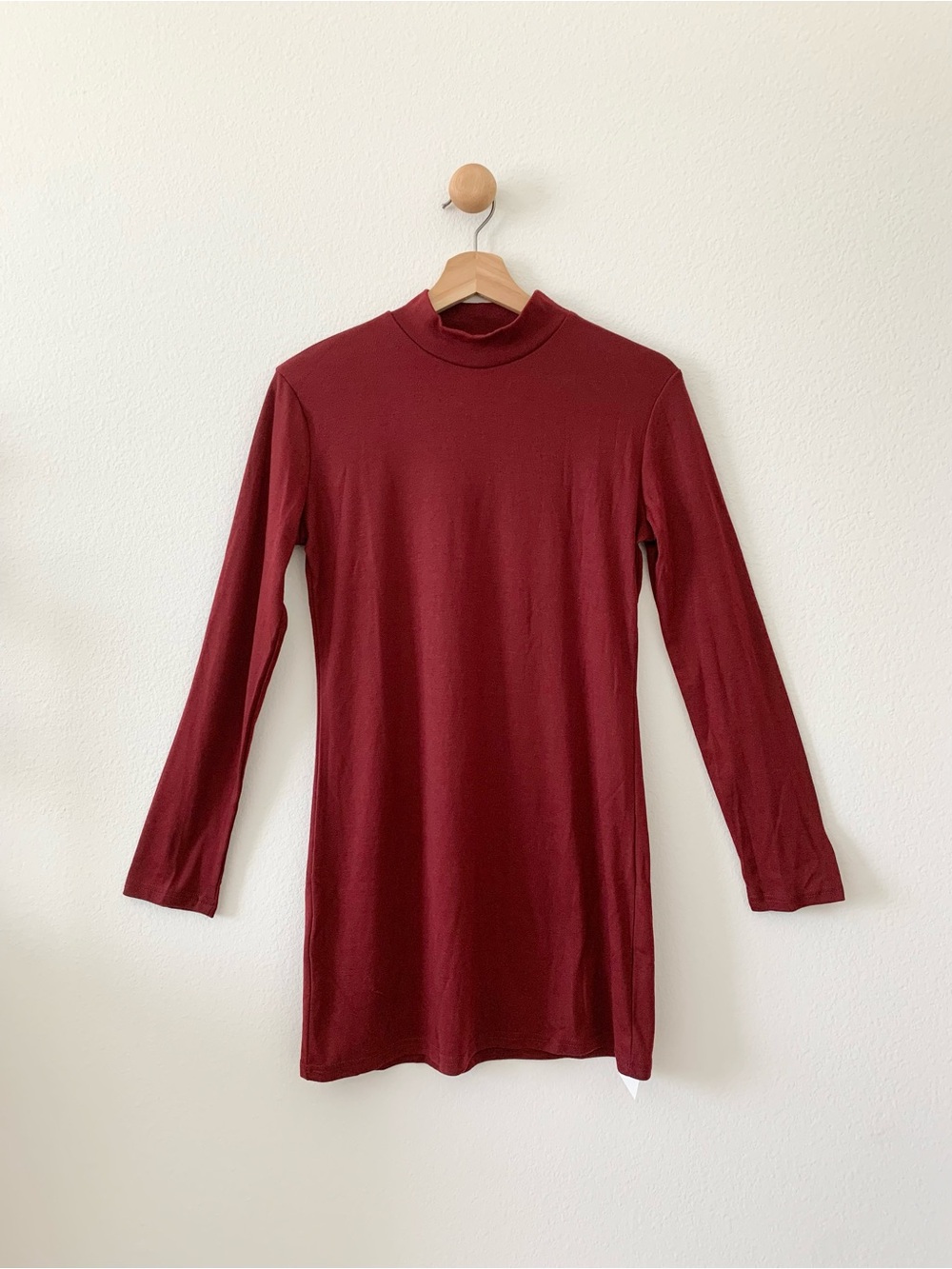 NWT Burgundy Mock Neck Long Sleeves Dress US Small